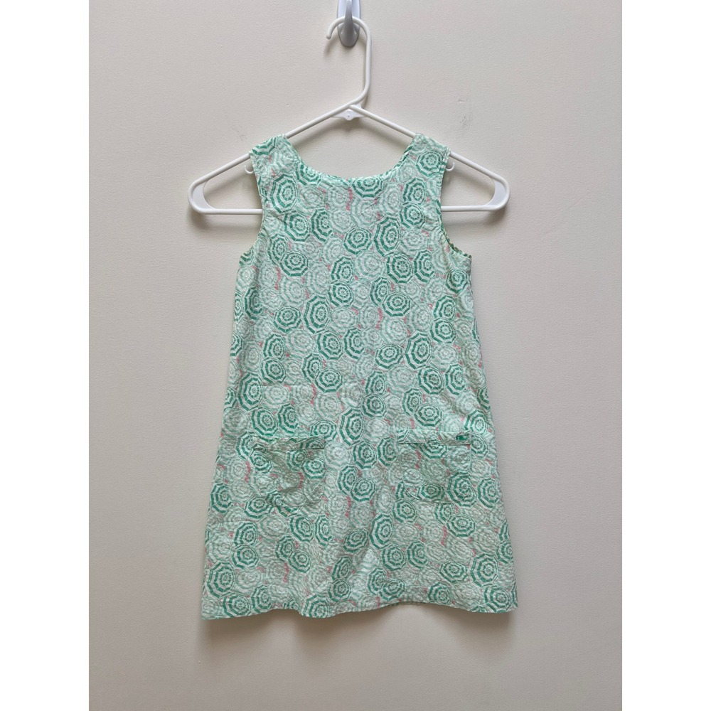 Vineyard Vines Dress Girl's 7 Green Beach Umbrella Seersucker Shift Sleeveless